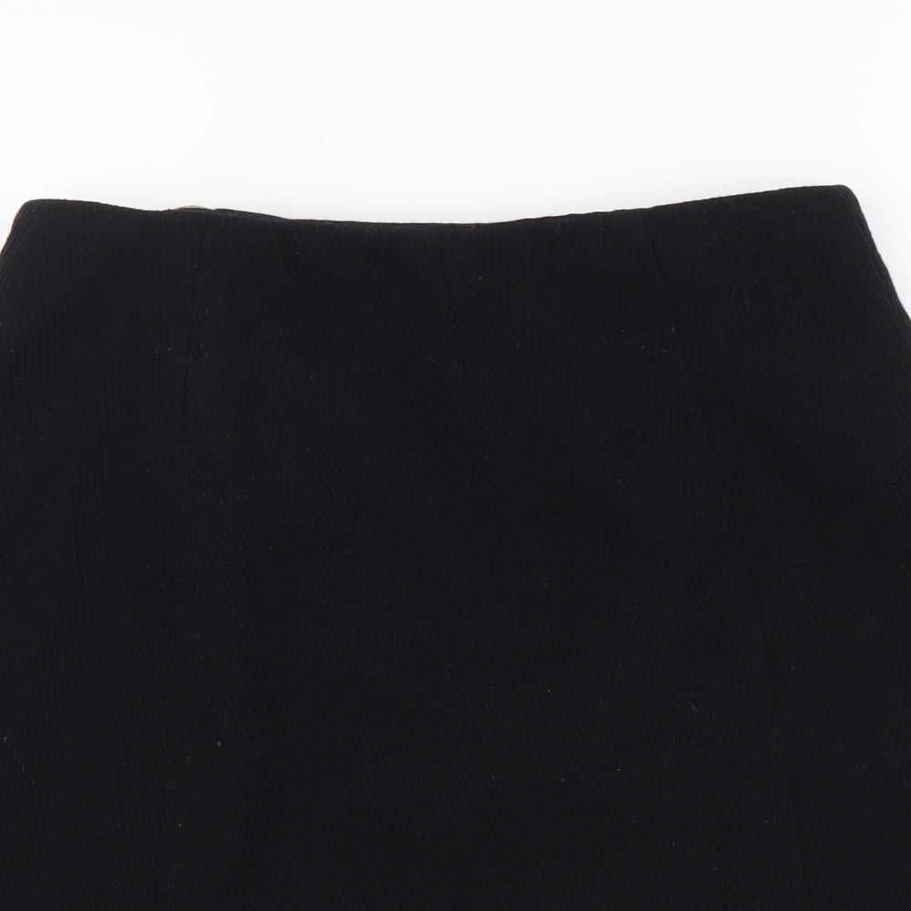 Dorothy Perkins Womens Black Wool A-Line Skirt Size 12 Zip