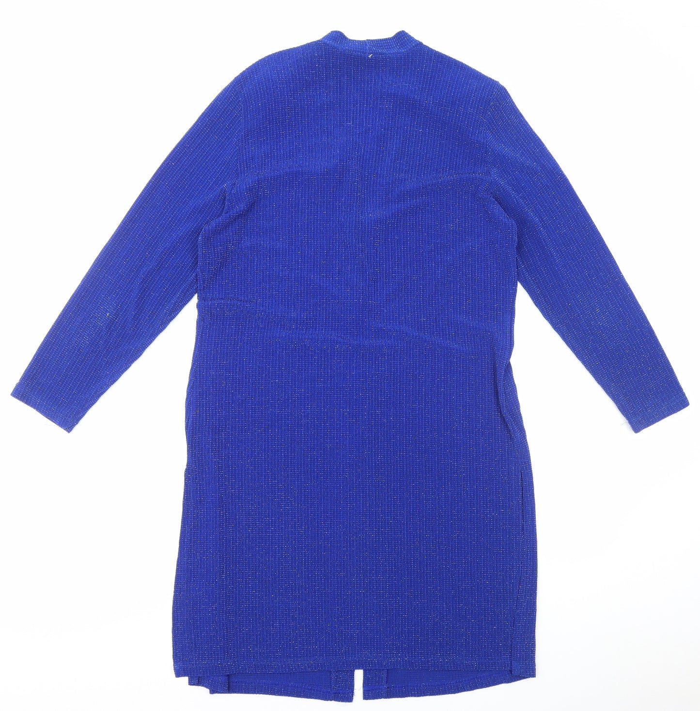 Stephen Y Womens Blue Polyester Jacket Dress Size M V-Neck Button