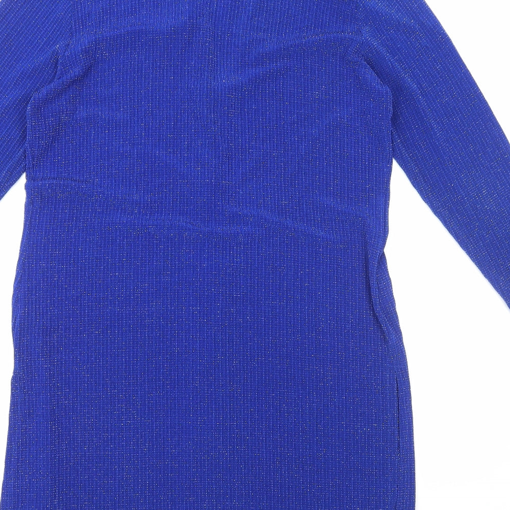 Stephen Y Womens Blue Polyester Jacket Dress Size M V-Neck Button