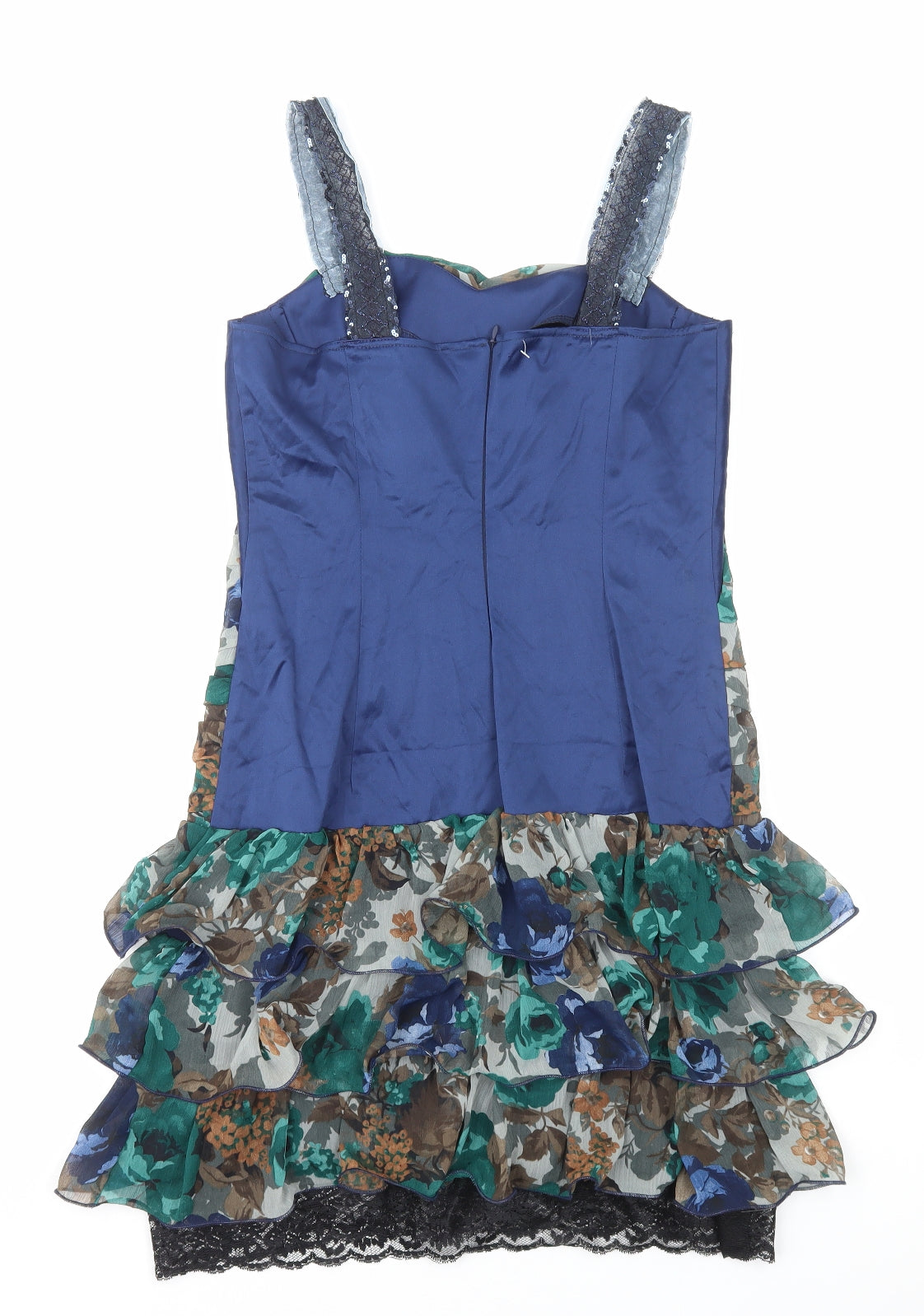 Rinascimento Womens Multicoloured Floral Polyester Mini Size 12 Sweetheart Zip - Lace Trim