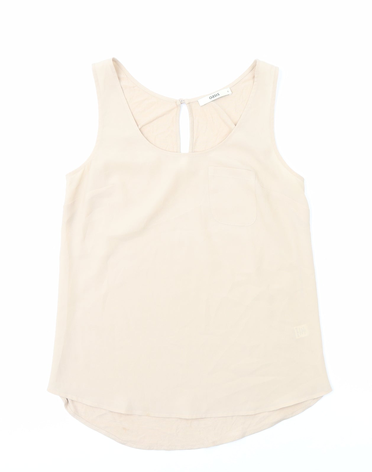Oasis Womens Beige Polyester Basic Tank Size S Round Neck