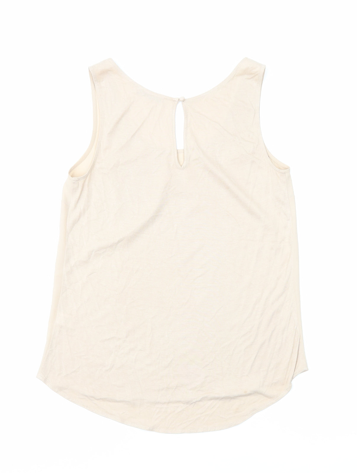 Oasis Womens Beige Polyester Basic Tank Size S Round Neck