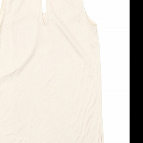 Oasis Womens Beige Polyester Basic Tank Size S Round Neck