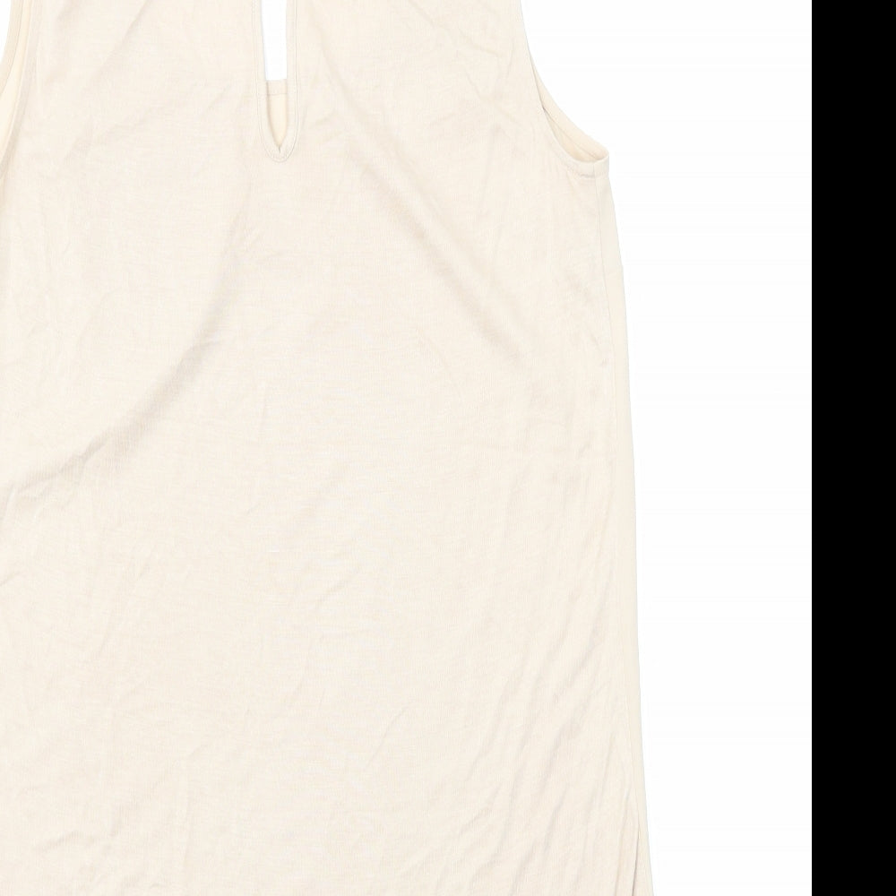 Oasis Womens Beige Polyester Basic Tank Size S Round Neck