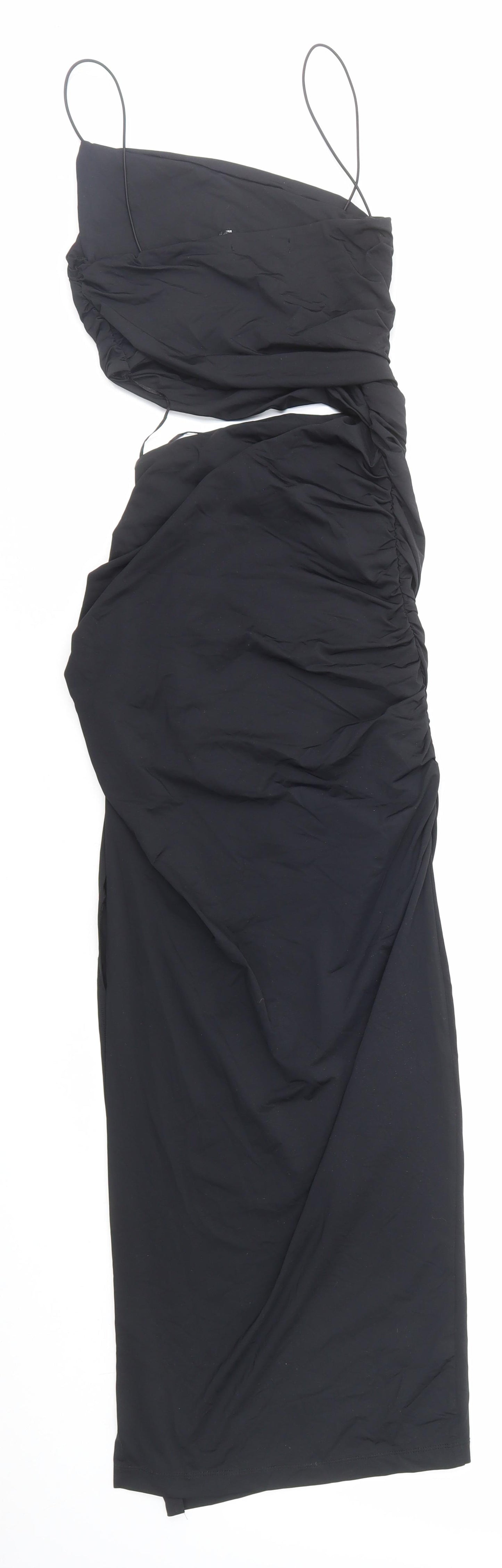 Zara Womens Black Polyamide Bodycon Size S Square Neck Pullover