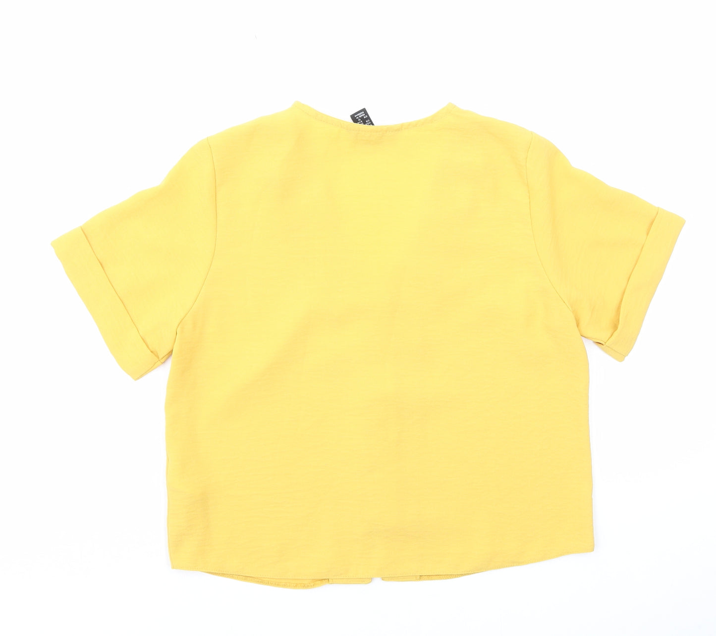 New Look Womens Yellow Polyester Basic Button-Up Size 8 V-Neck