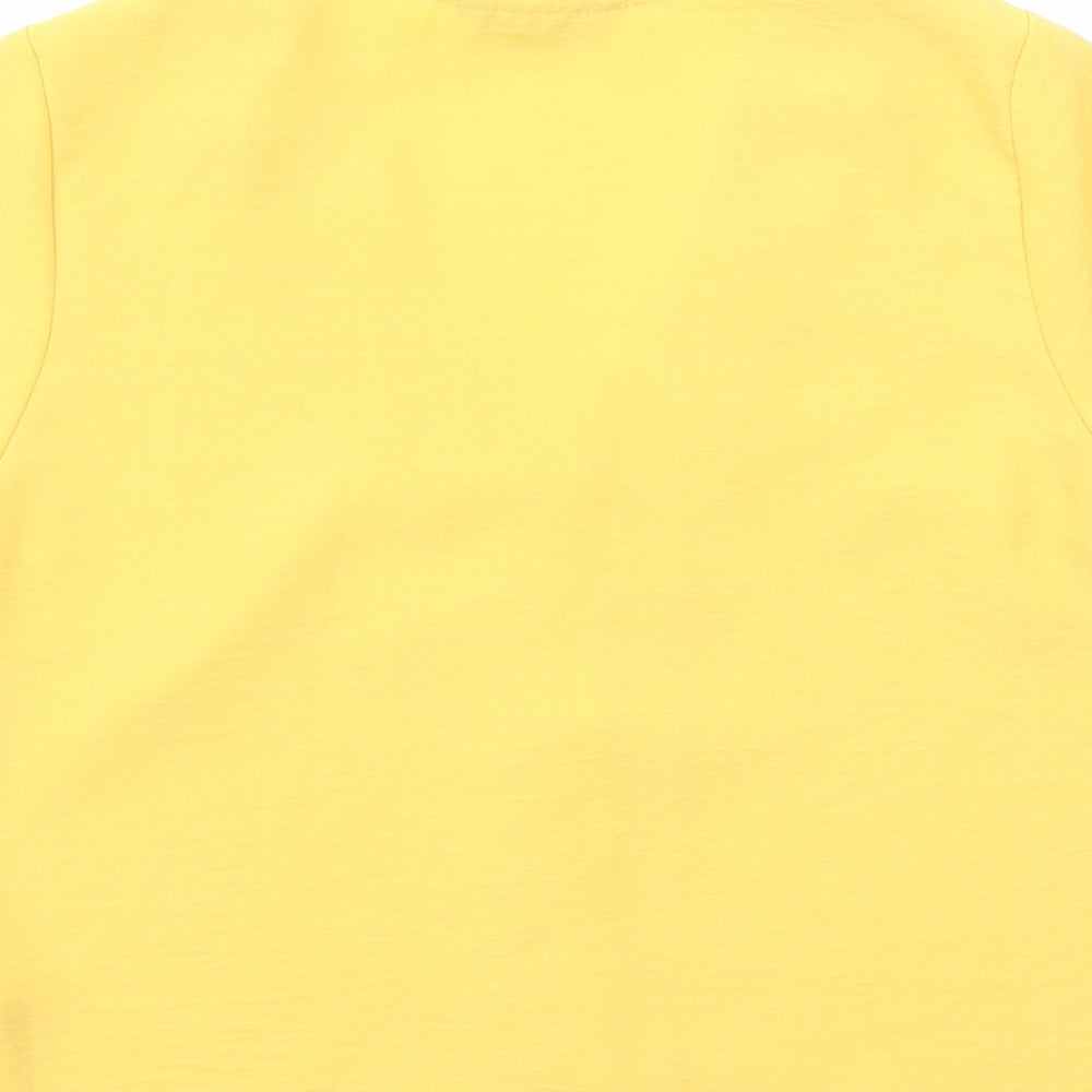 New Look Womens Yellow Polyester Basic Button-Up Size 8 V-Neck