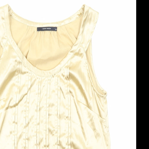 VERO MODA Womens Gold Polyester Basic Tank Size M Scoop Neck