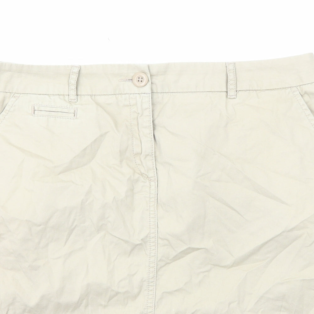 Marks and Spencer Womens Beige Cotton Straight & Pencil Skirt Size 12 Zip
