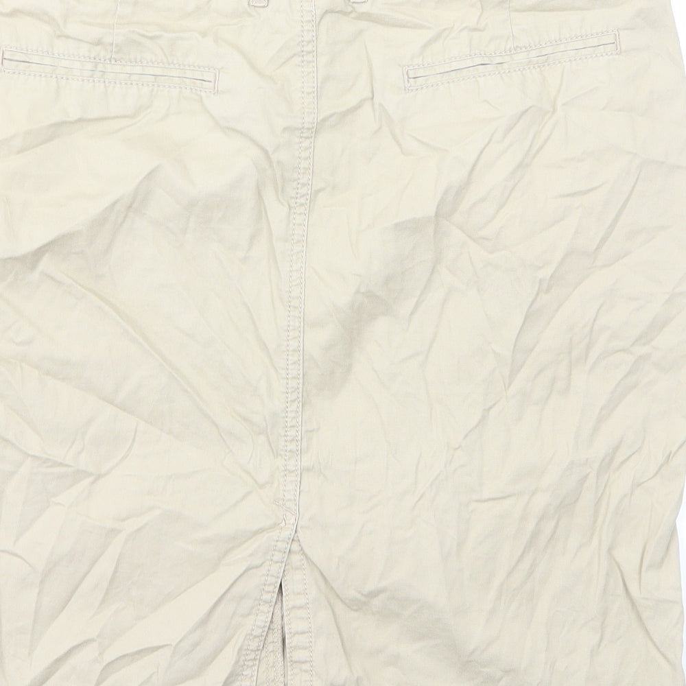Marks and Spencer Womens Beige Cotton Straight & Pencil Skirt Size 12 Zip
