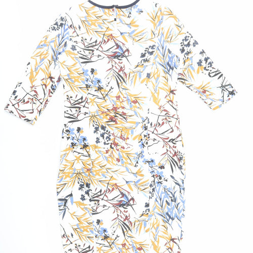Autograph Womens Multicoloured Geometric Polyester Pencil Dress Size 14 Round Neck Zip