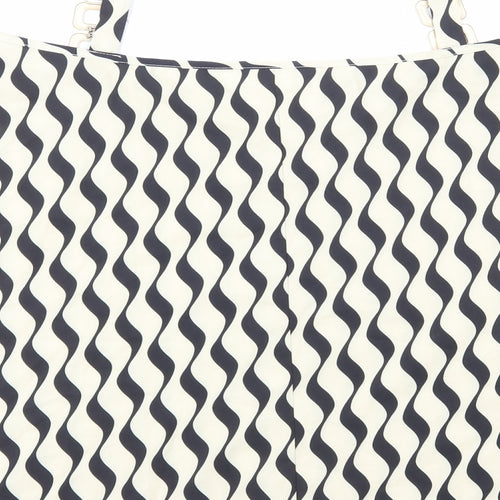 SheIn Womens Ivory Geometric Polyester Basic T-Shirt Size L Boat Neck - Cold Shoulder