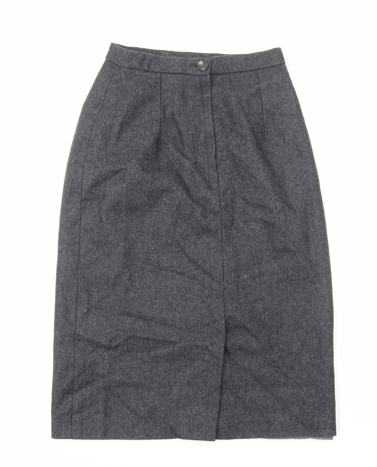 Preworn Womens Grey Wool Straight & Pencil Skirt Size 10 Zip