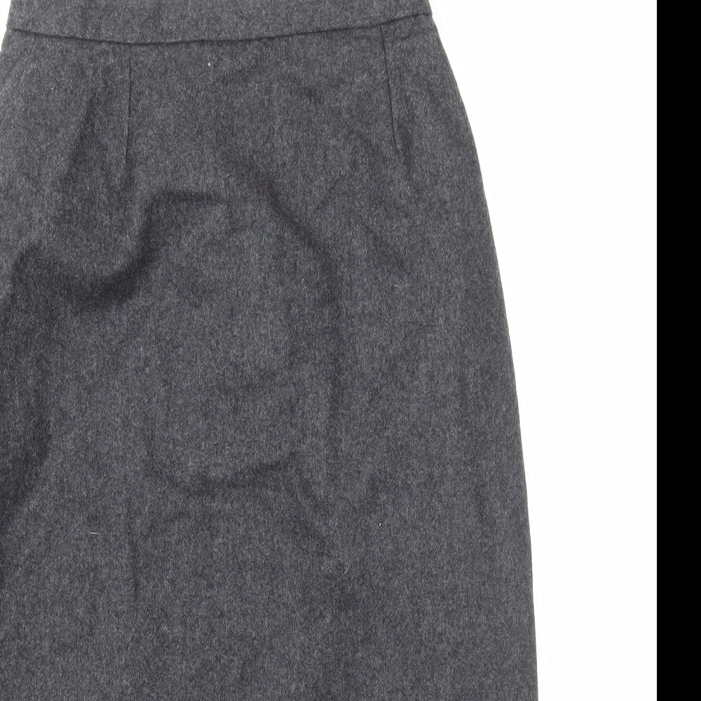 Preworn Womens Grey Wool Straight & Pencil Skirt Size 10 Zip