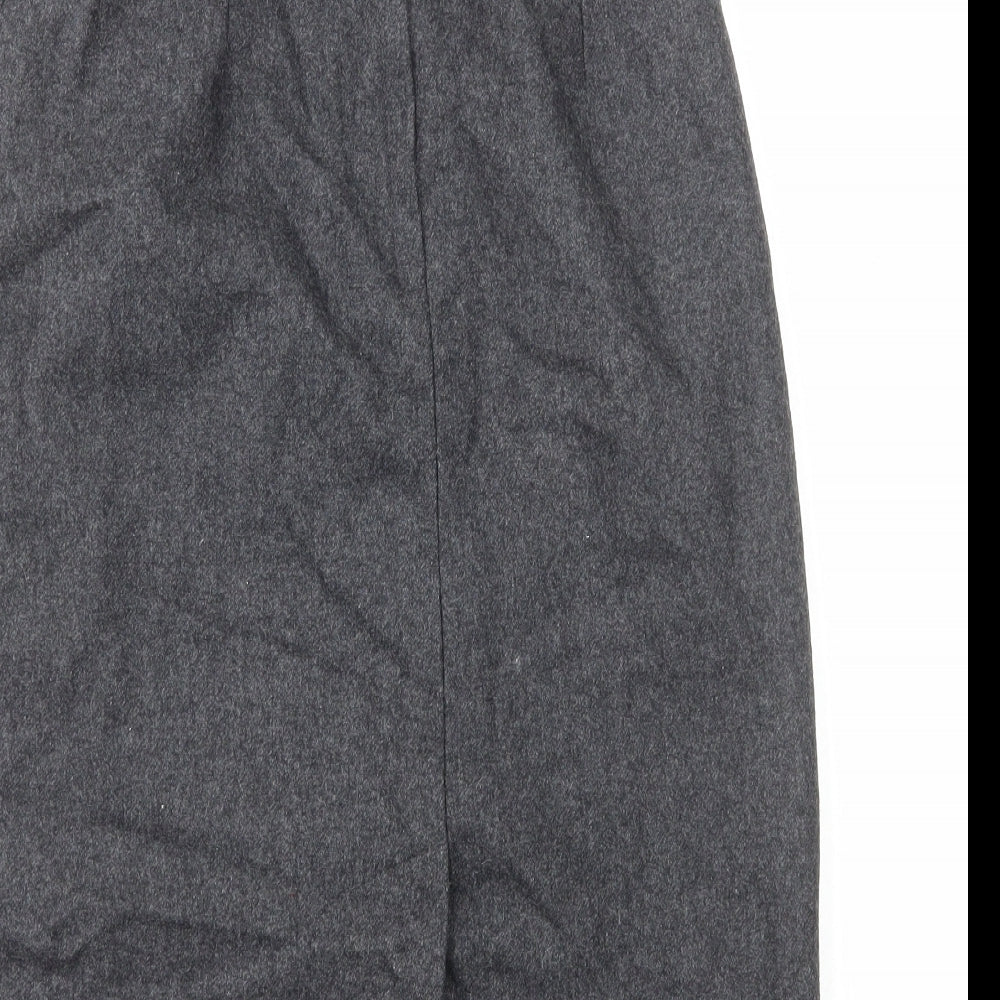 Preworn Womens Grey Wool Straight & Pencil Skirt Size 10 Zip