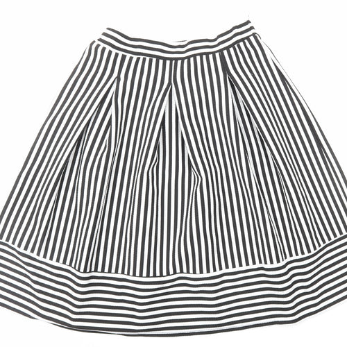 Faith And Joy Womens Black Striped Polyester A-Line Skirt Size M