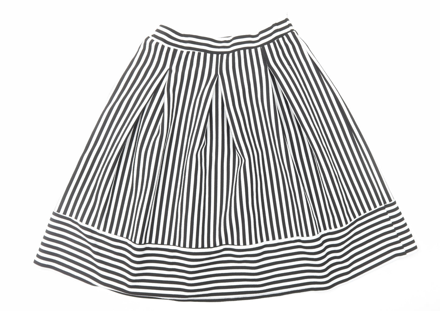 Faith And Joy Womens Black Striped Polyester A-Line Skirt Size M
