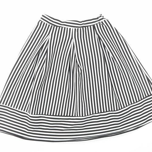 Faith And Joy Womens Black Striped Polyester A-Line Skirt Size M