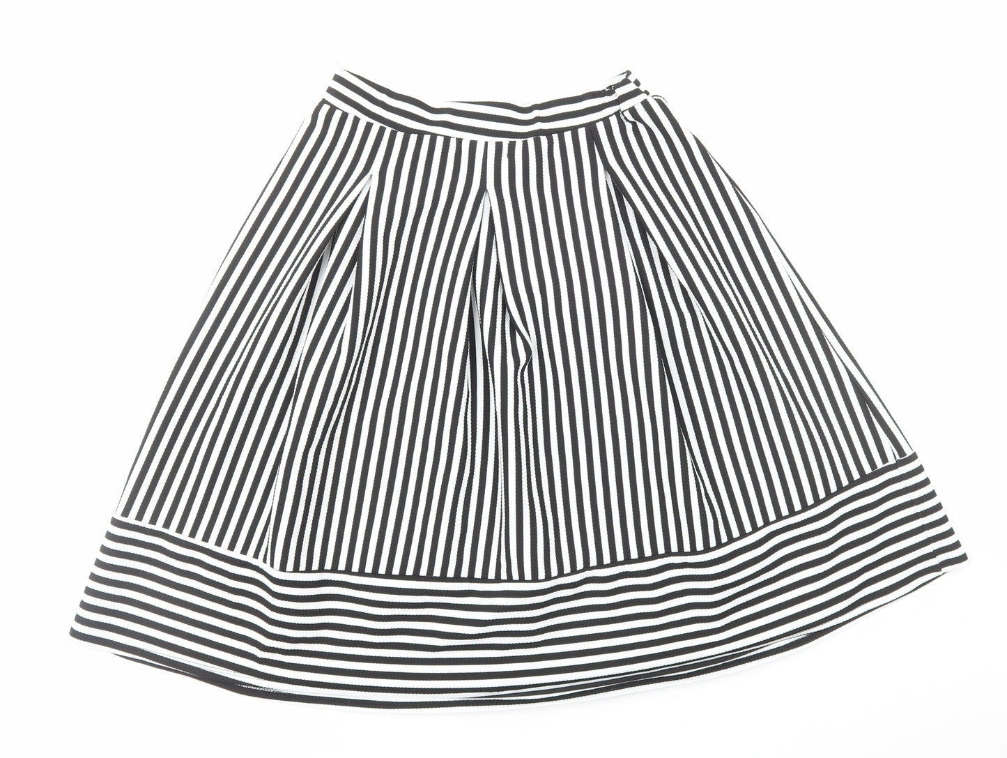 Faith And Joy Womens Black Striped Polyester A-Line Skirt Size M
