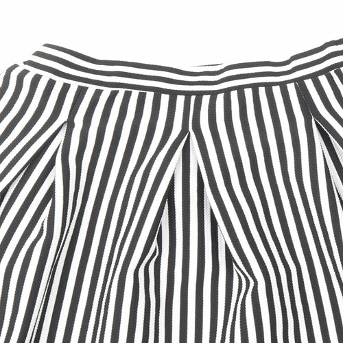 Faith And Joy Womens Black Striped Polyester A-Line Skirt Size M