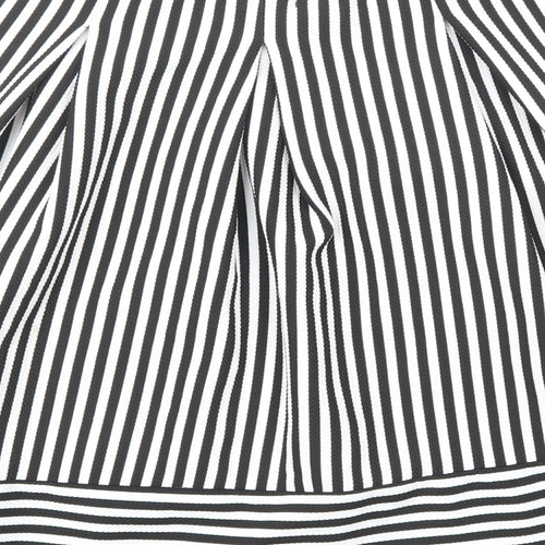 Faith And Joy Womens Black Striped Polyester A-Line Skirt Size M