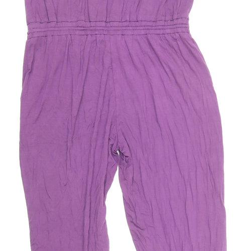 George Womens Purple Viscose Jumpsuit One-Piece Size 14 L21 in Drawstring - Ruffle Detail