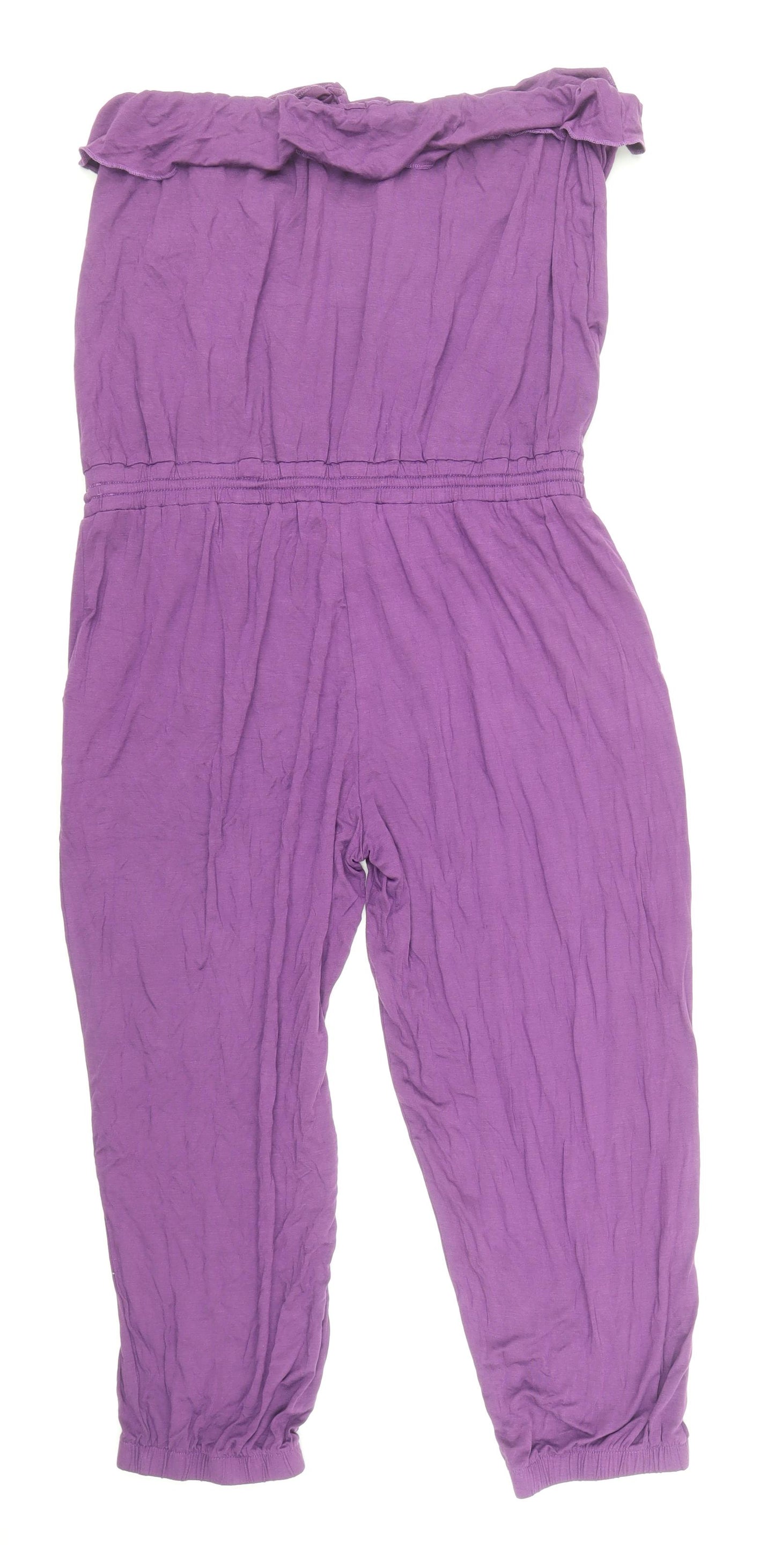 George Womens Purple Viscose Jumpsuit One-Piece Size 14 L21 in Drawstring - Ruffle Detail