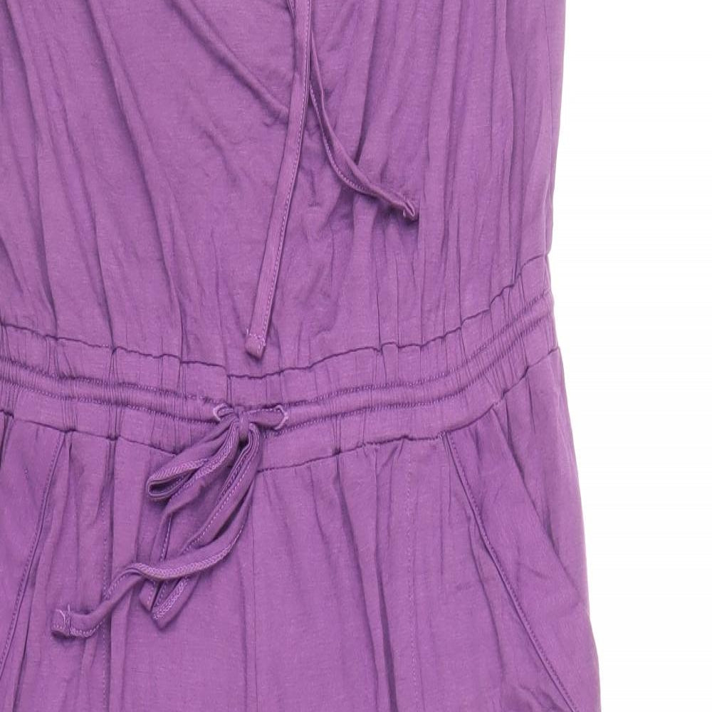 George Womens Purple Viscose Jumpsuit One-Piece Size 14 L21 in Drawstring - Ruffle Detail