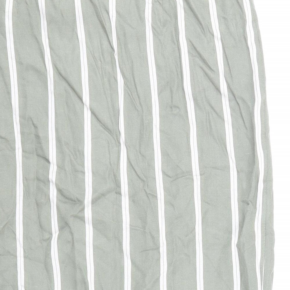 H&M Womens Green Striped Cotton Wrap Skirt Size 6 Zip - Knot Front