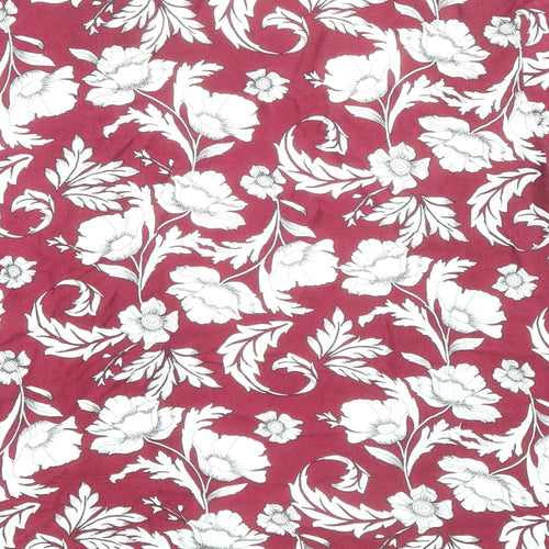 New Look Womens Red Floral Viscose Kimono Blouse Size 12 V-Neck