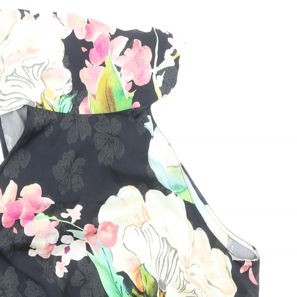 Zara Womens Multicoloured Floral Polyester Basic Tank Size M High Neck