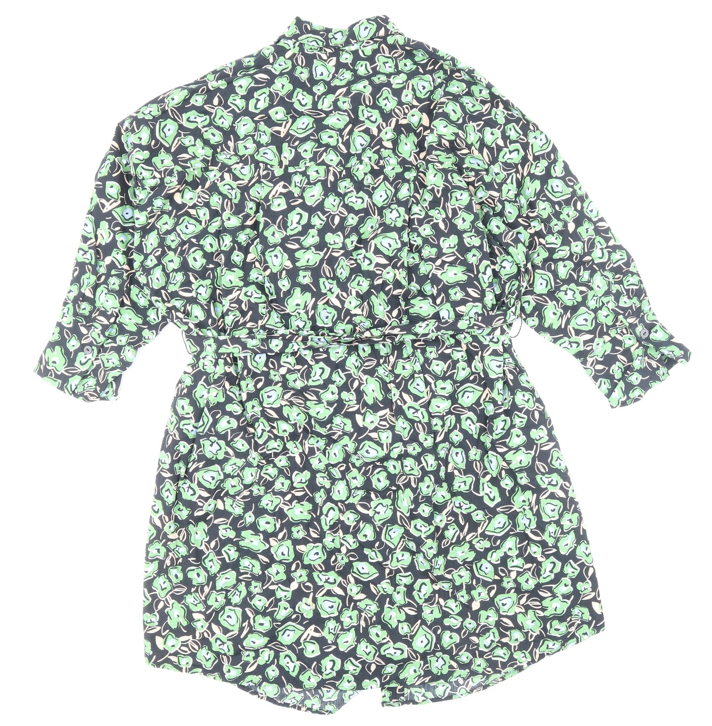Zara Womens Multicoloured Floral 100% Cotton Shirt Dress Size S Collared Button