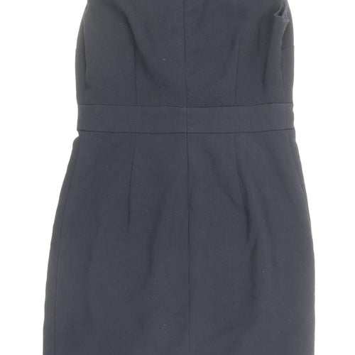 Papaya Womens Blue Polyester Pencil Dress Size 8 Boat Neck Zip