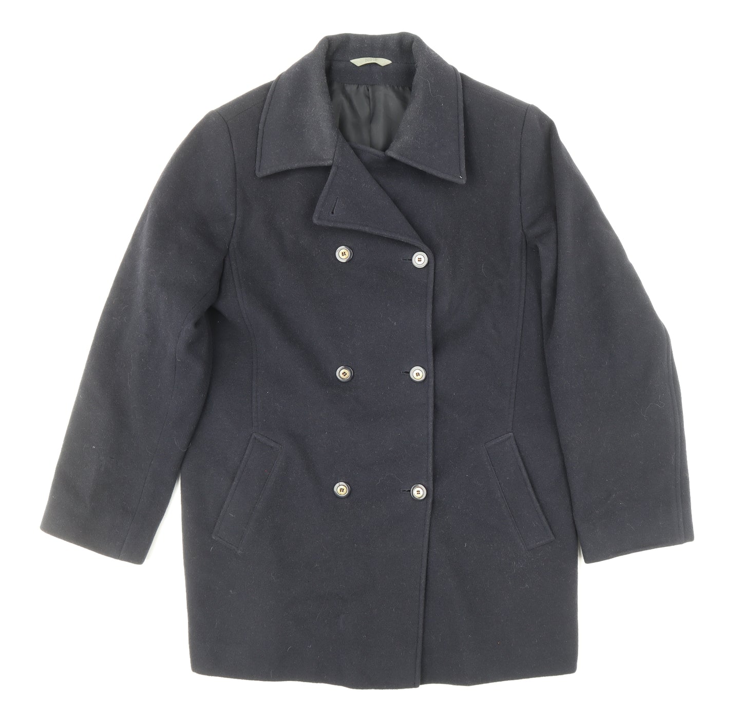 Marks and Spencer Womens Black Pea Coat Coat Size 14 Button