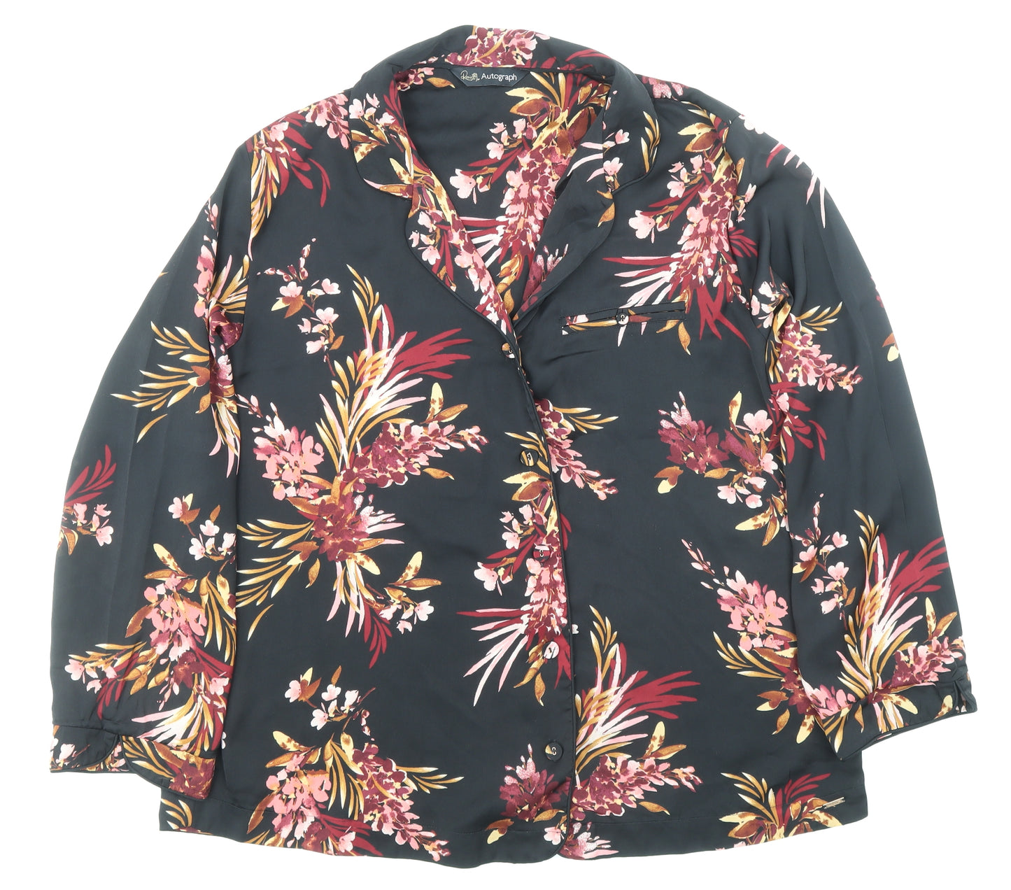 Autograph Womens Multicoloured Floral Polyester Basic Blouse Size 18 Collared