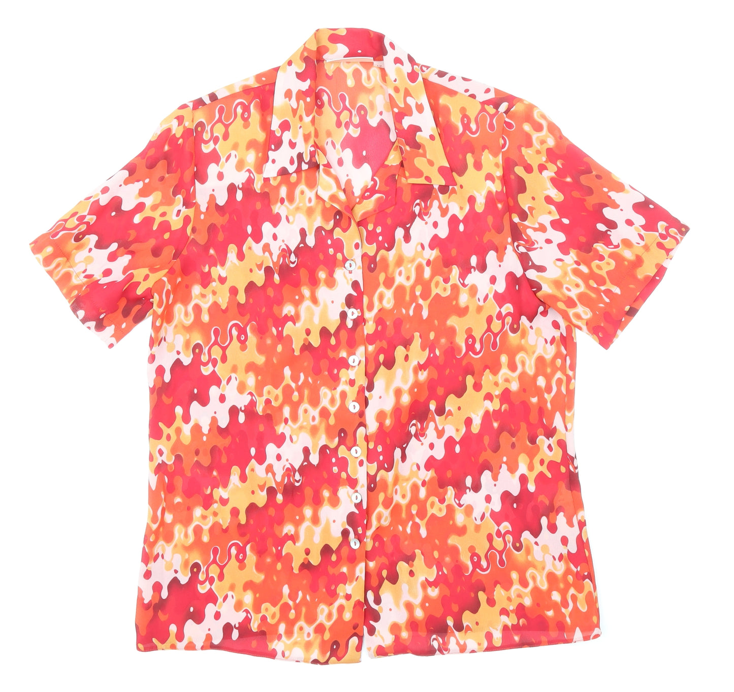 Bella Moda Womens Multicoloured Geometric Polyester Basic Blouse Size 12 Collared