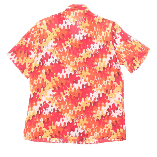 Bella Moda Womens Multicoloured Geometric Polyester Basic Blouse Size 12 Collared