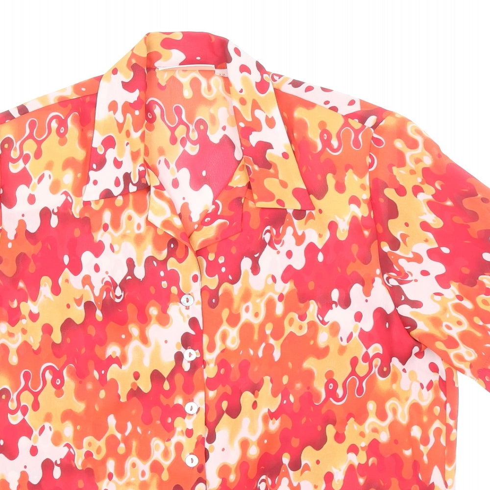 Bella Moda Womens Multicoloured Geometric Polyester Basic Blouse Size 12 Collared