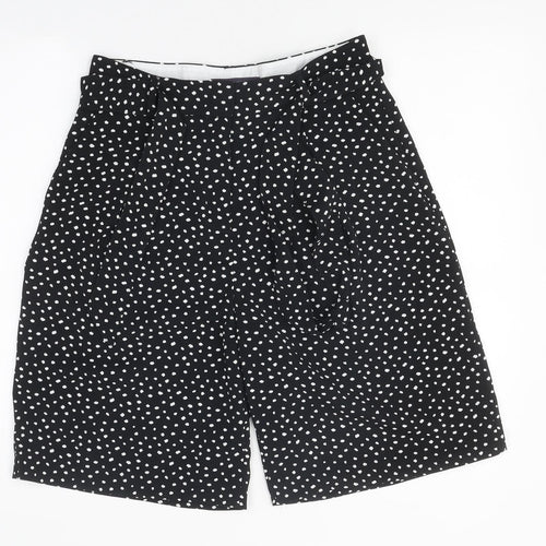 Marks and Spencer Womens Black Polka Dot Polyester Paperbag Shorts Size 10 L9 in Regular Zip