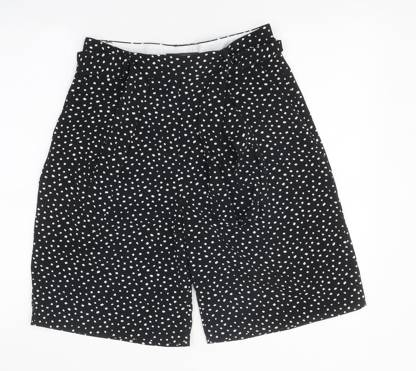 Marks and Spencer Womens Black Polka Dot Polyester Paperbag Shorts Size 10 L9 in Regular Zip