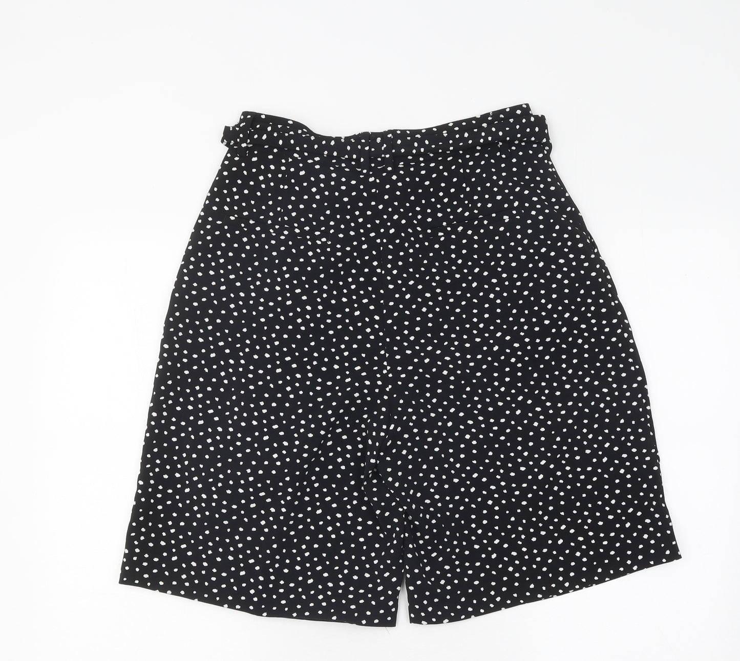 Marks and Spencer Womens Black Polka Dot Polyester Paperbag Shorts Size 10 L9 in Regular Zip