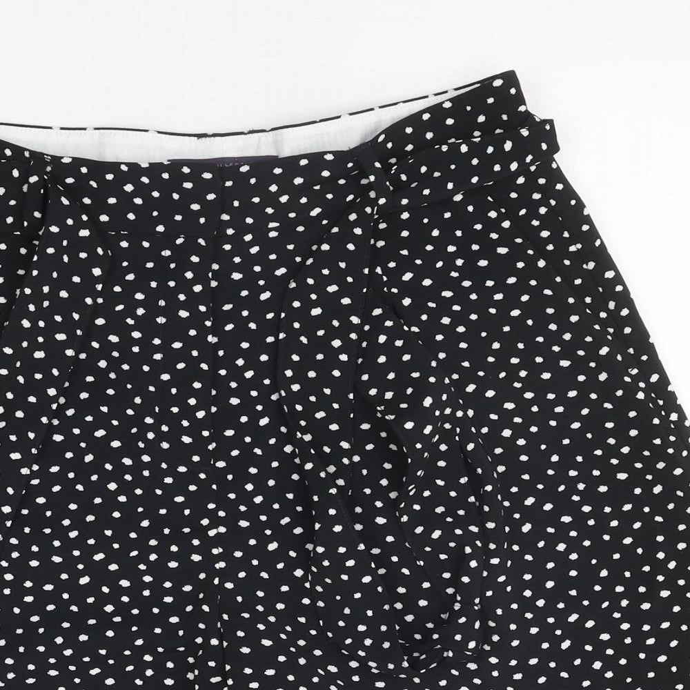 Marks and Spencer Womens Black Polka Dot Polyester Paperbag Shorts Size 10 L9 in Regular Zip