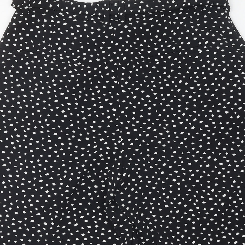Marks and Spencer Womens Black Polka Dot Polyester Paperbag Shorts Size 10 L9 in Regular Zip