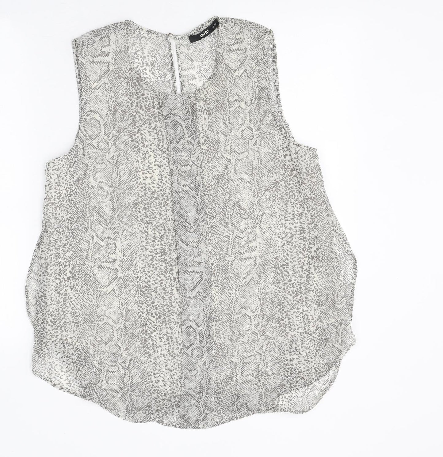 Oasis Womens Beige Animal Print Polyester Basic Tank Size 12 Round Neck - Snake Skin Print