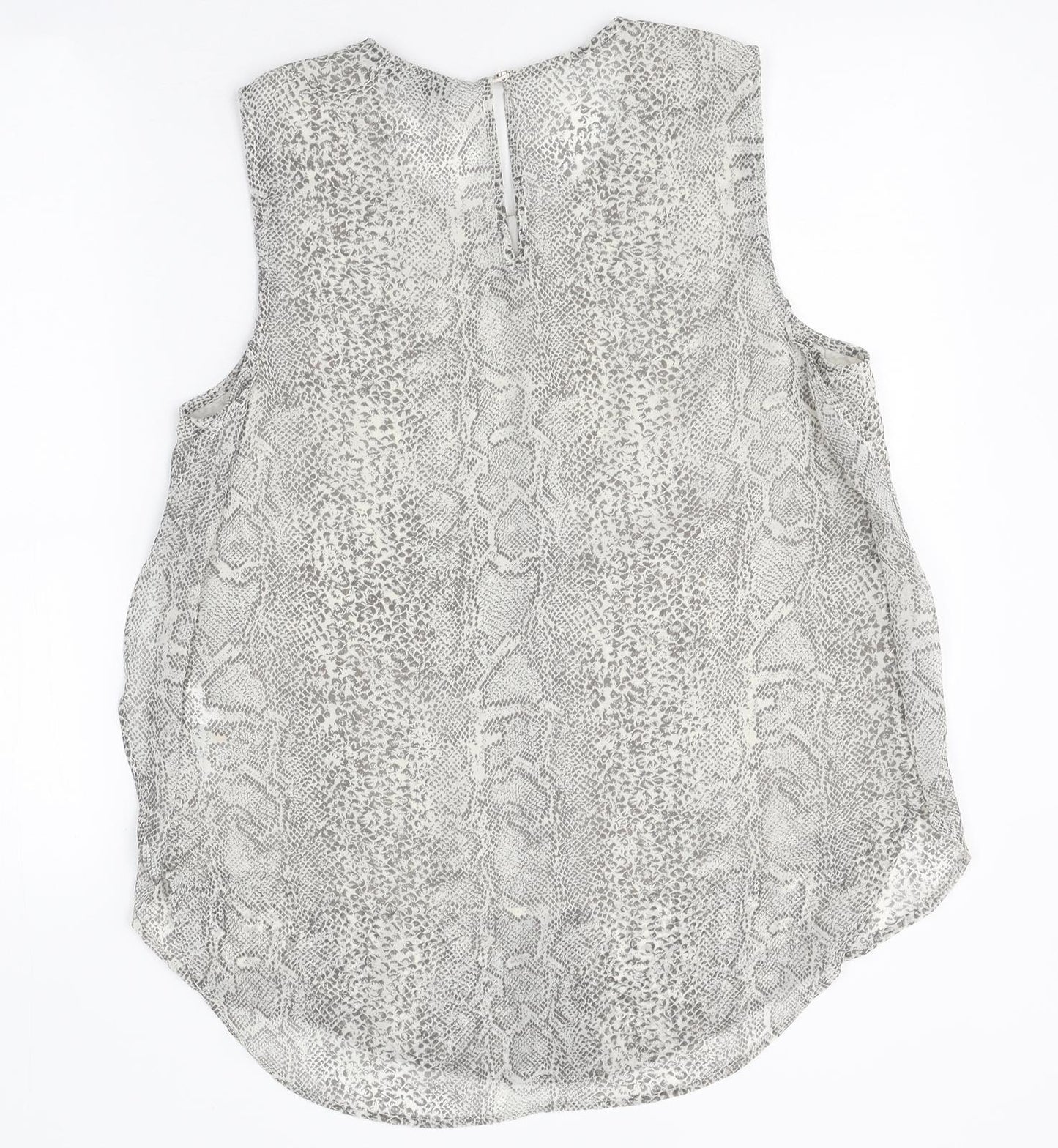 Oasis Womens Beige Animal Print Polyester Basic Tank Size 12 Round Neck - Snake Skin Print