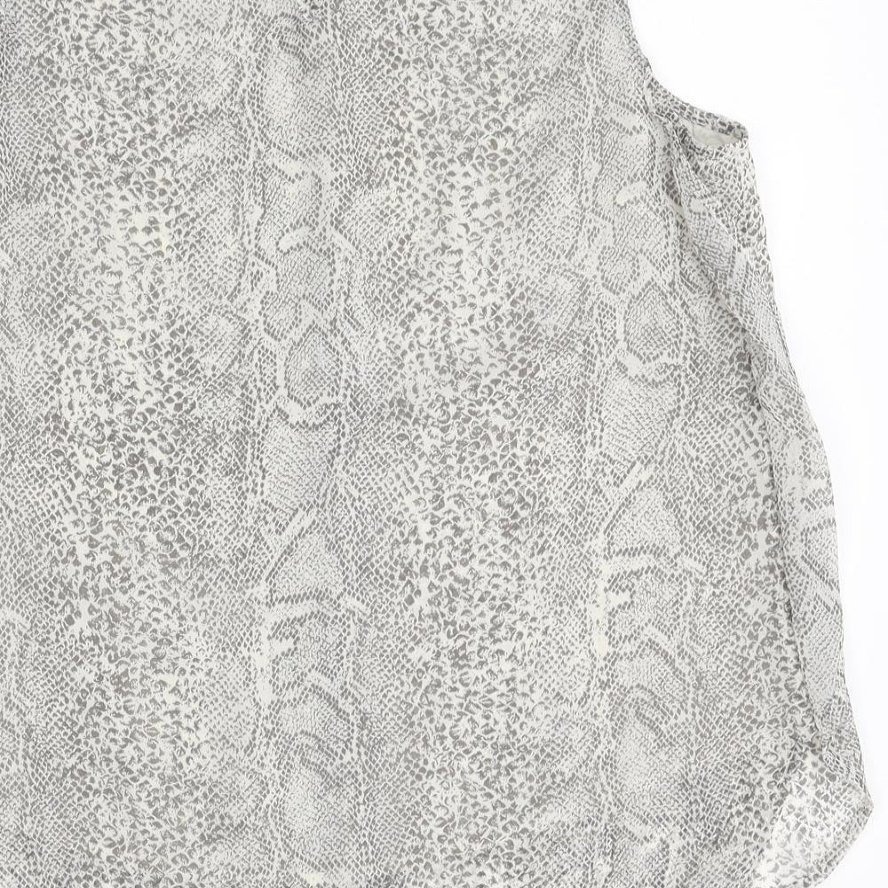 Oasis Womens Beige Animal Print Polyester Basic Tank Size 12 Round Neck - Snake Skin Print