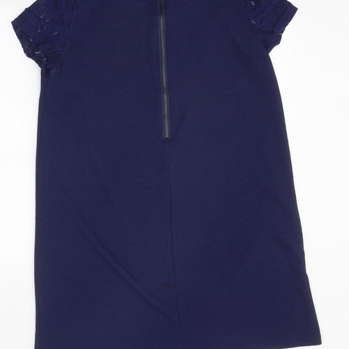 Original Womens Blue Polyester A-Line Size 14 Round Neck Zip