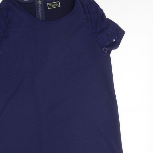 Original Womens Blue Polyester A-Line Size 14 Round Neck Zip