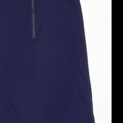 Original Womens Blue Polyester A-Line Size 14 Round Neck Zip