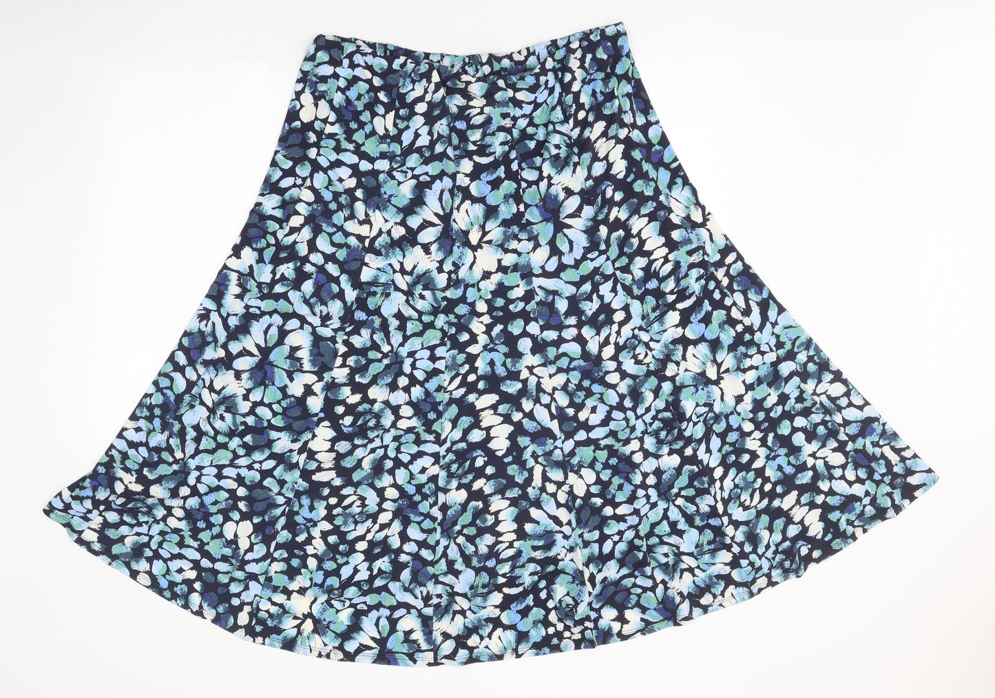 Preworn Womens Blue Floral Polyester A-Line Skirt Size 18